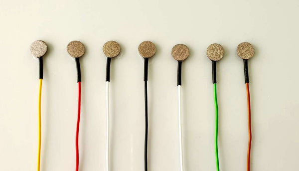 Elektroden EEG Set mit 7 Stück - gesinterte Elektroden, gesintertes Silberchlorid 10 mm ohne Rand