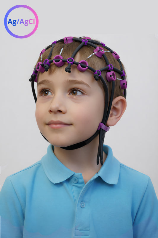 Free-Cap Peak Performance | 19 Channels | Semidry Saline EEG Headset  |  Silber/Silber-Chlorid - Ag/AgCl- Elektroden EEG/qEEG-Haube