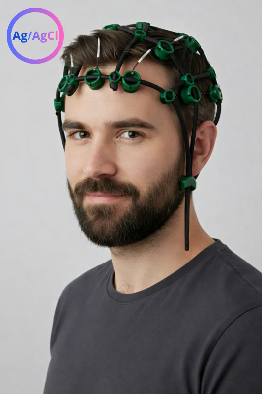 Free-Cap Peak Performance | 19 Channels | Semidry Saline EEG Headset  |  Silber/Silber-Chlorid - Ag/AgCl- Elektroden EEG/qEEG-Haube