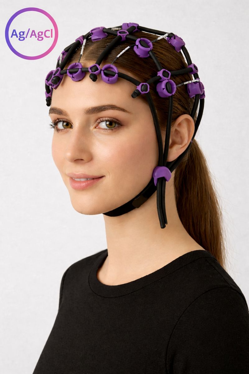 Free-Cap Peak Performance | 19 Channels | Semidry Saline EEG Headset  |  Silber/Silber-Chlorid - Ag/AgCl- Elektroden EEG/qEEG-Haube